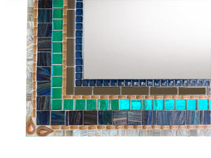 Mosaic Wall Mirror in Blue, Aqua, Gray -18 x 24" Rectangle