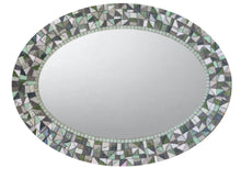 Green, Silver and Gray Oval Mosaic Wall Mirror