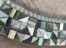 Green, Silver and Gray Oval Mosaic Wall Mirror