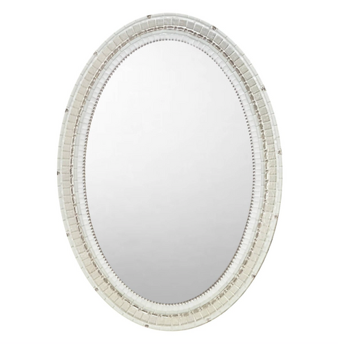 White and Silver Mosaic Mirror - OVAL 24 x 30