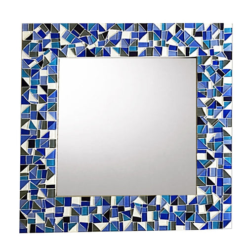 Blue Mosaic Mirror, Square Mosaic Mirror, Green Street Mosaics 