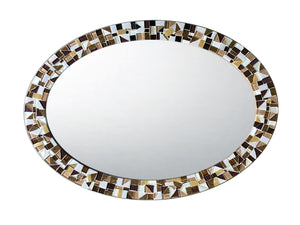Brown Mosaic Wall Mirror, OVAL Mosaic Mirror, Green Street Mosaics 