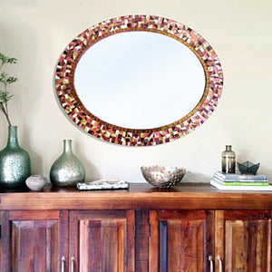 Custom Mosaic Wall Mirror, OVAL Mosaic Mirror, Green Street Mosaics 