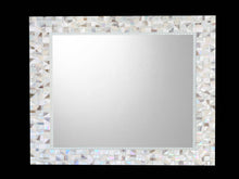 White Mosaic Wall Mirror, Rectangular Mosaic Mirror, Green Street Mosaics 