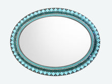 Mosaic Mirror Teal Silver Black, OVAL Mosaic Mirror, Green Street Mosaics