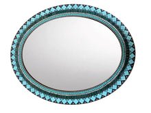 Mosaic Mirror Teal Silver Black, OVAL Mosaic Mirror, Green Street Mosaics
