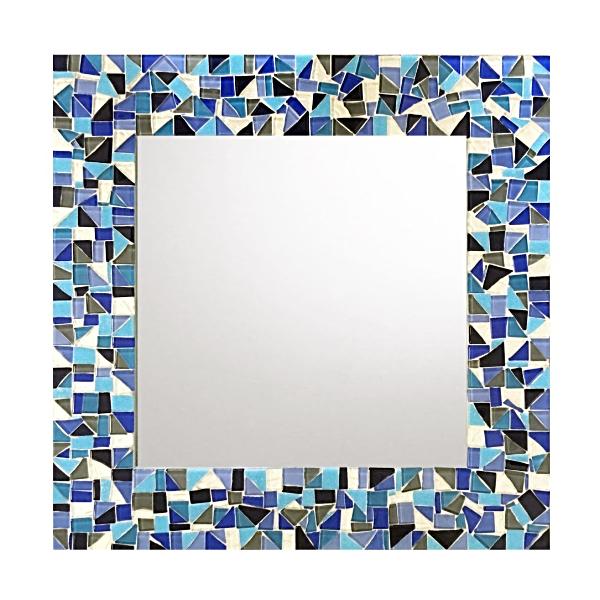 Blue Wall Mirror, Square Mosaic Mirror, Green Street Mosaics 
