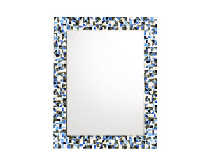 Blue Gray White Mosaic Mirror, Rectangular Mosaic Mirror, Green Street Mosaics 