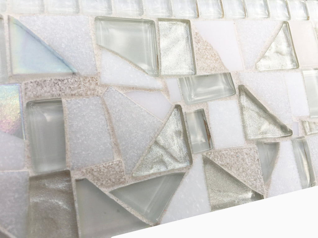 White Mosaic Wall Mirror Green Street Mosaics