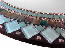 Mosaic Mirror Teal Silver Black, OVAL Mosaic Mirror, Green Street Mosaics