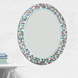 Mosaic Mirror for Bathroom, OVAL Mosaic Mirror, Green Street Mosaics 