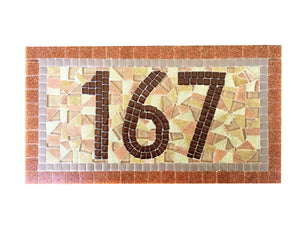 Brown and Tan Address Sign, House Number Sign, Green Street Mosaics 