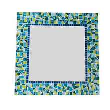 Lime Green and Turquoise Square Mosaic Wall Mirror, Square Mosaic Mirror, Green Street Mosaics