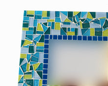 Lime Green and Turquoise Square Mosaic Wall Mirror, Square Mosaic Mirror, Green Street Mosaics