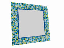 Lime Green and Turquoise Square Mosaic Wall Mirror, Square Mosaic Mirror, Green Street Mosaics