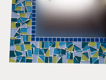Lime Green and Turquoise Square Mosaic Wall Mirror, Square Mosaic Mirror, Green Street Mosaics