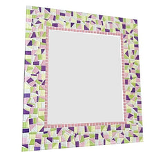Pink Purple Green and Yellow Mirror for Nursery, Rectangular Mosaic Mirror, Green Street Mosaics 