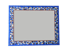 Blue Brown Beige Mosaic Mirror, Rectangular Mosaic Mirror, Green Street Mosaics