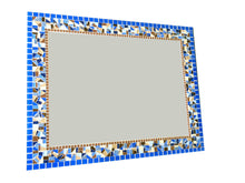 Blue Brown Beige Mosaic Mirror, Rectangular Mosaic Mirror, Green Street Mosaics