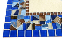 Blue Brown Beige Mosaic Mirror, Rectangular Mosaic Mirror, Green Street Mosaics