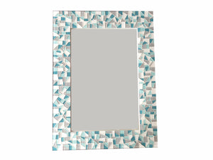 Custom Mosaic Mirror for Bathroom, Rectangular Mosaic Mirror, Green Street Mosaics 