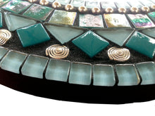 Round Wall Mirror Teal, Round Mosaic Mirror, Green Street Mosaics 
