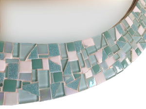 Round Mosaic Mirror - Aqua and Mint, Round Mosaic Mirror, Green Street Mosaics 