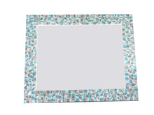 Aqua Gray Brown Mosaic Mirror, Rectangular Mosaic Mirror, Green Street Mosaics 