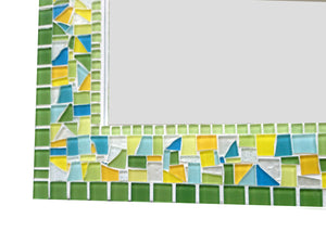 Green and Yellow Mosaic Mirror, Rectangular Mosaic Mirror, Green Street Mosaics 