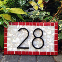Red and Gray Address Sign, House Number Sign, Green Street Mosaics