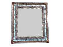 Large Mosaic Mirror Gray Copper Aqua, Rectangular Mosaic Mirror, Green Street Mosaics 