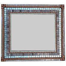 Large Mosaic Mirror Gray Copper Aqua, Rectangular Mosaic Mirror, Green Street Mosaics 