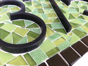 Green and Black Address Plaque, House Number Sign, Green Street Mosaics 