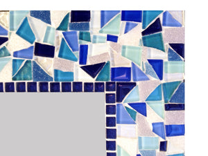 Blue Mosaic Mirror, Rectangular Mosaic Mirror, Green Street Mosaics 