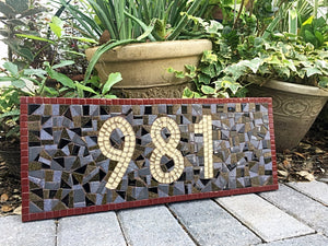 House Number Sign - Earth Tones, House Number Sign, Green Street Mosaics 