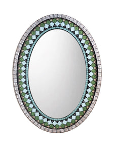 Oval Mosaic Mirror in Green and Copper, OVAL Mosaic Mirror, Green Street Mosaics 