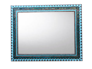 Teal, Aqua, Copper Mosaic Mirror, Rectangular Mosaic Mirror, Green Street Mosaics 