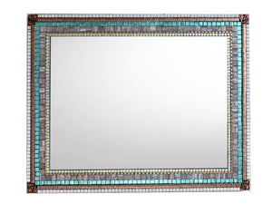 Large Mosaic Mirror Gray Copper Aqua