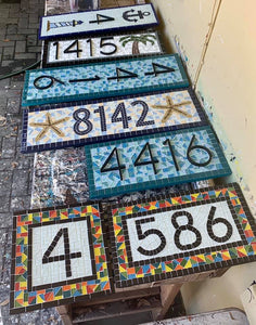 Teal Mosaic Address Sign