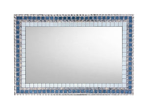 Silver Gray Blue Mixed Media Mosaic Mirror, Rectangular Mosaic Mirror, Green Street Mosaics 