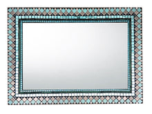 Rectangular Mosaic Mirror in Aqua and Gray, Rectangular Mosaic Mirror, Green Street Mosaics 