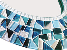 Oval Mosaic Mirror: Teal, Turquoise, White, OVAL Mosaic Mirror, Green Street Mosaics 