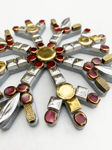 Christmas Ornament Snowflake Red Gold Silver