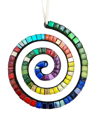 Mosaic Ornament - Spiral Rainbow