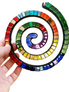 Mosaic Ornament - Spiral Rainbow