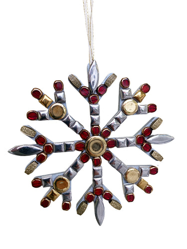 Christmas Ornament Snowflake Red Gold Silver