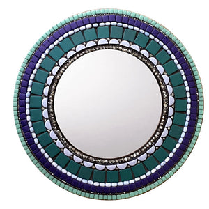 Mosaic Accent Mirror, Round Mosaic Mirror, Green Street Mosaics 
