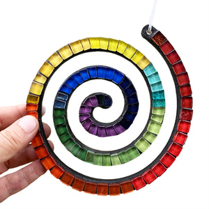 Holiday Ornament - Spiral Multicolored Rainbow