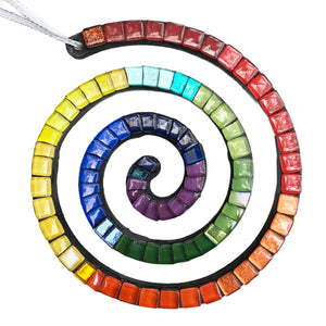 Holiday Ornament - Spiral Multicolored Rainbow