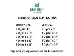 Custom Address Sign for Laura, House Number Sign, Green Street Mosaics 